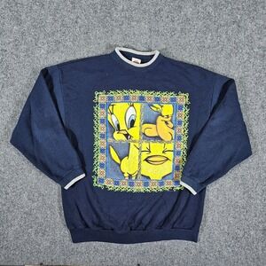 Vintage‎ 1997 USA Made Looney Tunes Tweety Graphic Sweatshirt Blue Men's Size XL